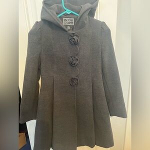 Rothschild Girls' Gray Wool Blend Hooded Coat M